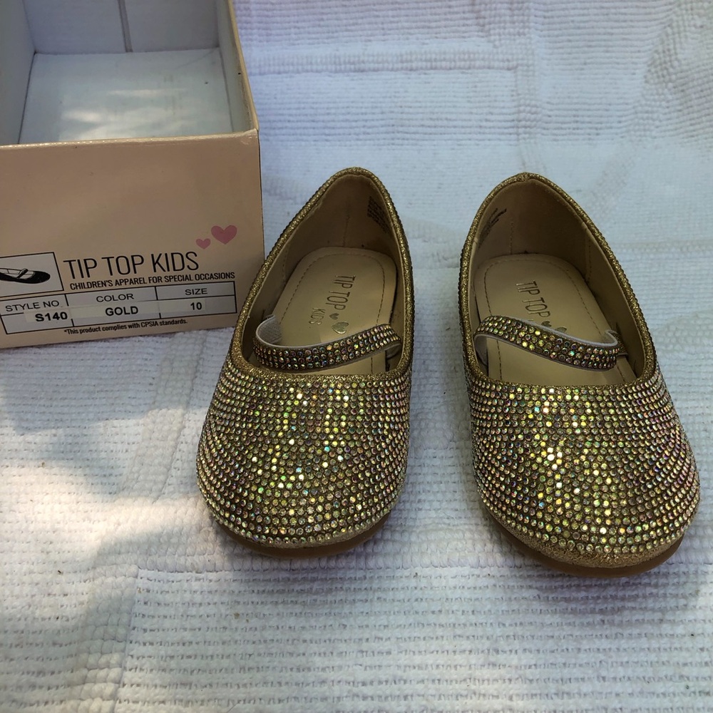 Tip top rhinestone shoes with elastic strap